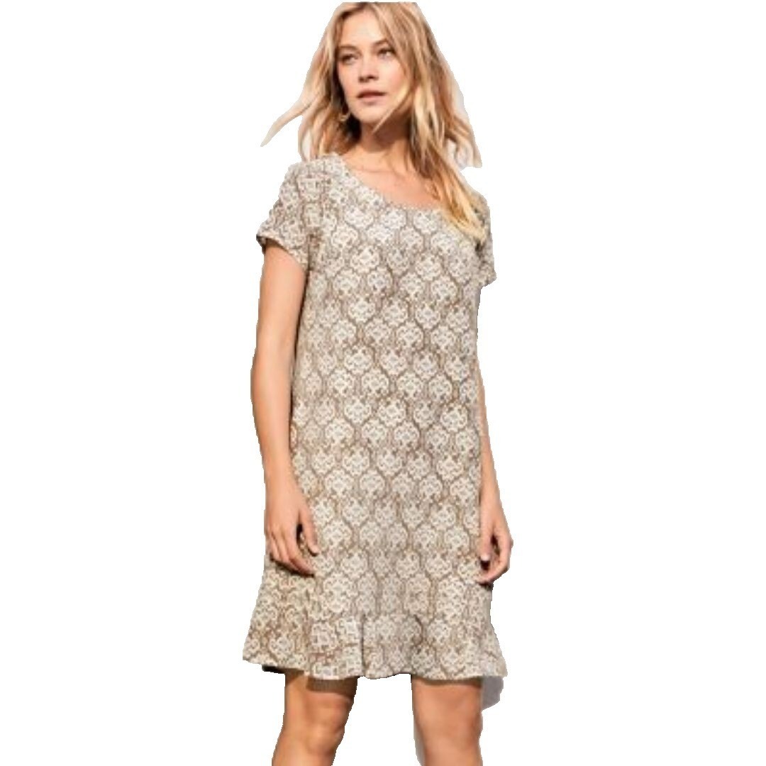 Garnet Hill Olivia Dress Womens 4 Silk Shift Short Ikat Sheath Portobello Summer